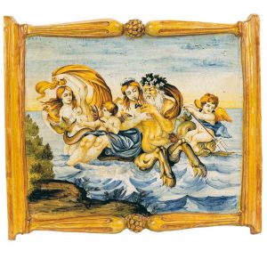 Piastra architettonica con cornice modellata a rilievo "Tritone con Nereidi e Amorini" Aulica3 - AU-14