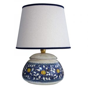 Lampada bassa in ceramica decoro "Ornato Blu Cinquecentesco"