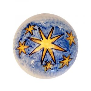 Pallina-di-Natale-in-ceramica-di-Castelli-"Sole-fondo-azzurro"-sole-PH-06-cm.8-10