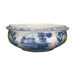 Centrotavola con bordo rovescio "paesaggio blu"