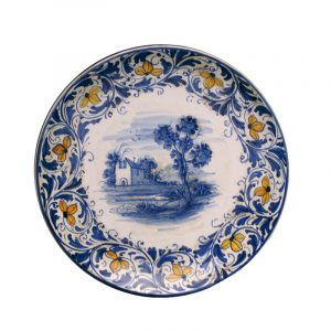 Piatto tondo "paesaggio blu"