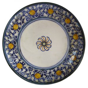 Piatto rotondo da muro in ceramica decoro "Ornato Blu Cinquecentesco"