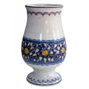 Vaso a calice in ceramica decoro "Ornato Blu Cinquecentesco"