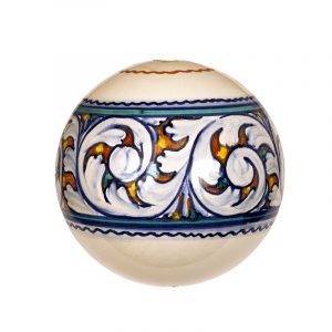 Pallina di Natale in ceramica di Castelli "Ornato foglia arancio"