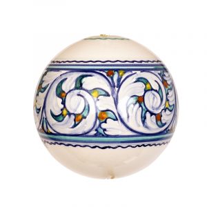 Pallina di Natale in ceramica di Castelli "Ornato foglia verde"